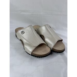 Haflinger Sandals Alice 40 Ivory Leather Slip On Hook & Loop Comfort